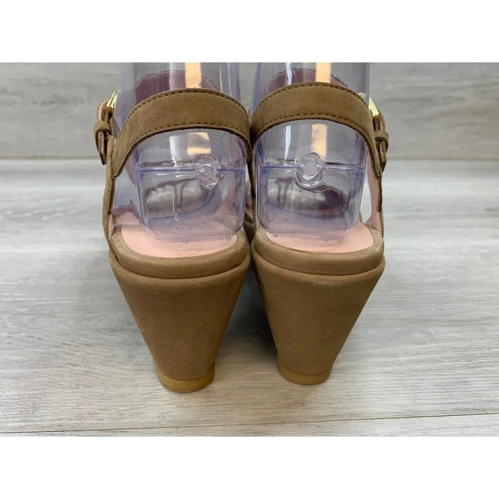 Stuart Weitzman Women's Sandals Tan Suede Platform Wedge 6 Casual Shoes
